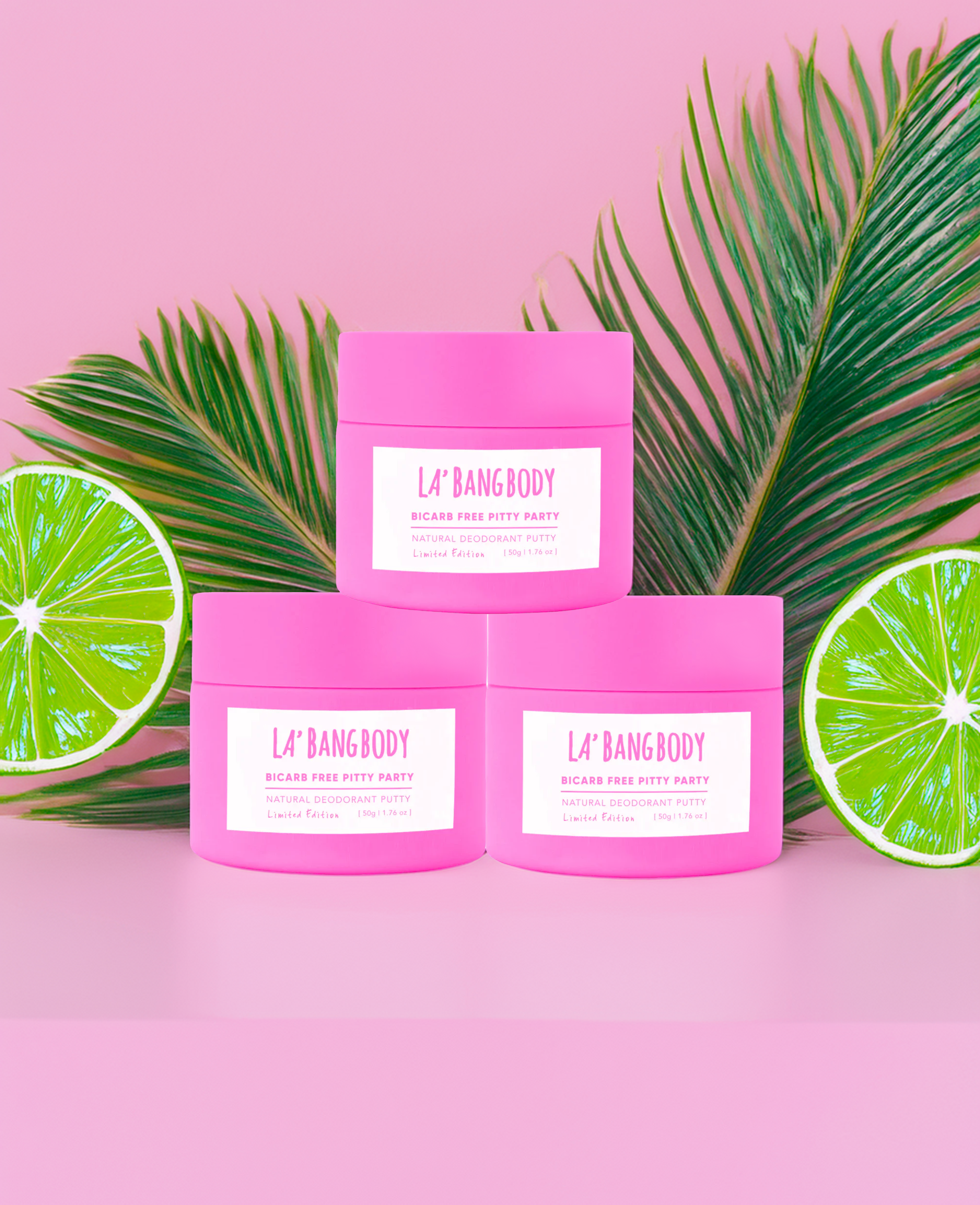 Limited edition Bi-Carb Free - citrus fizz -  Pitty Party Natural Deodorant Triple Bundle