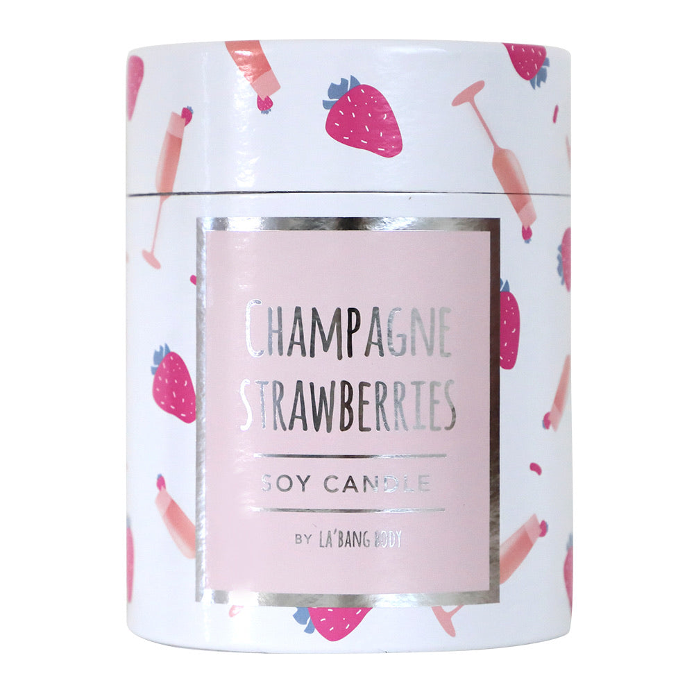 Wooden wick  Candle - Champagne & Strawberries