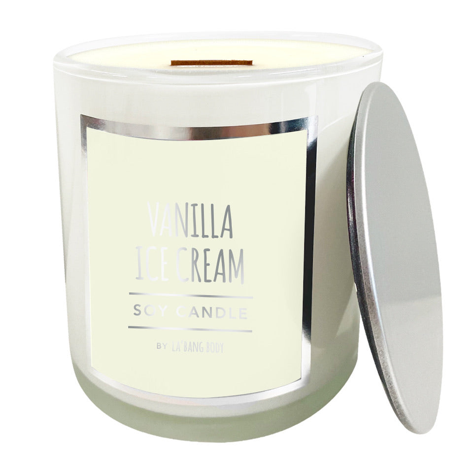 Wooden wick candle  - Vanilla ice cream